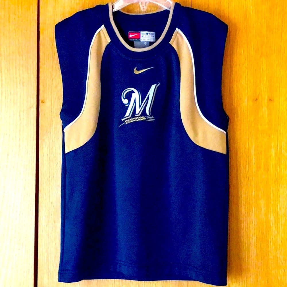 Nike Team Brewers Jersey sleeveless MLB size 8 Genuine Merchandise top shirt EUC
